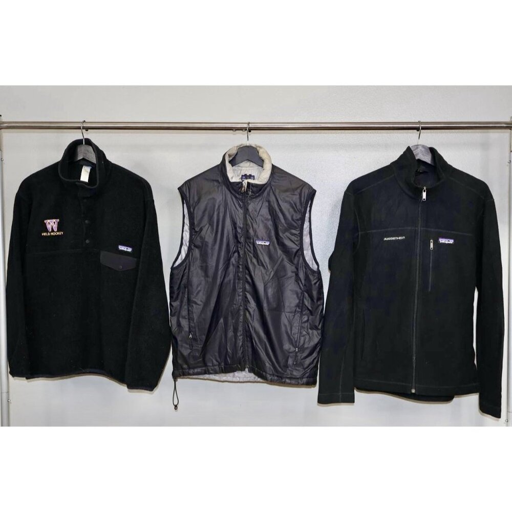 Patagonia Lot of 3 Men’s Size Medium M Zip Up Jacket Sweater Snap T Pullover